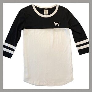 PINK Women's Elbow Sleeve Raglan Ringer T-Shirt